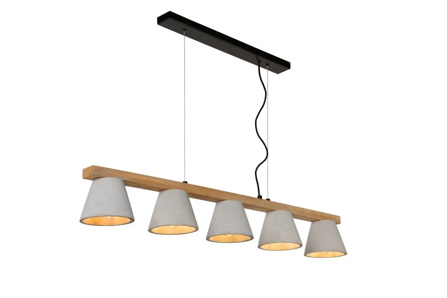 Lucide POSSIO - Pendant light - 5xE14 - Grey - detail 1